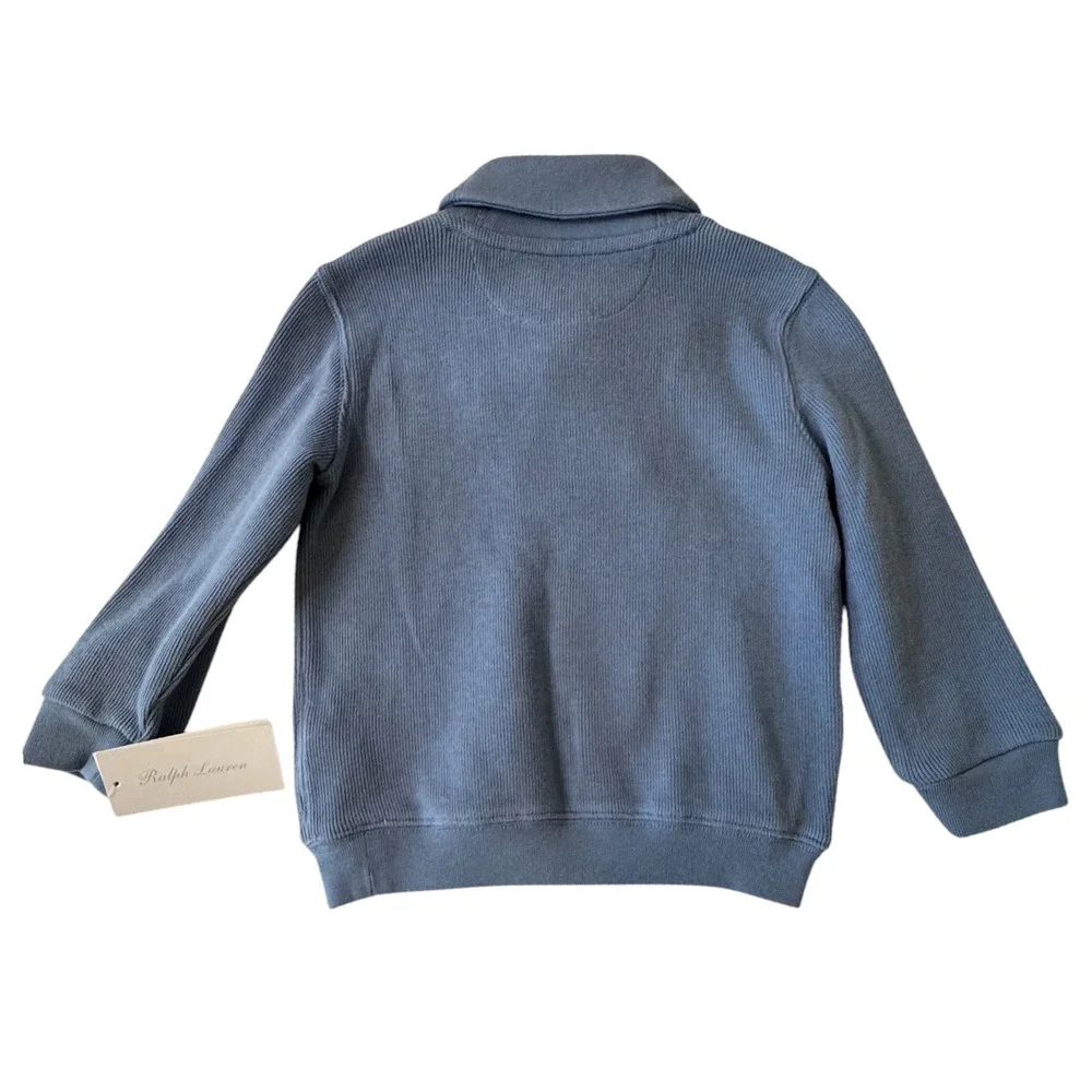Ralph Lauren Toddler Boys Blue Shawl Collar Ribbed Sweater 24M NWT